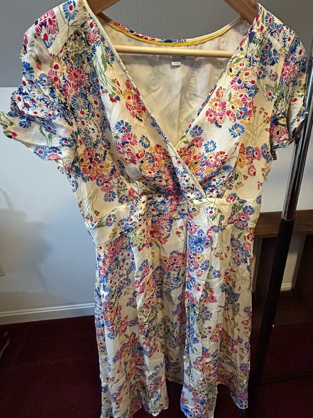 Boden Bloomin' Daisies Cream Viscose A-line Floral Cottage Dress